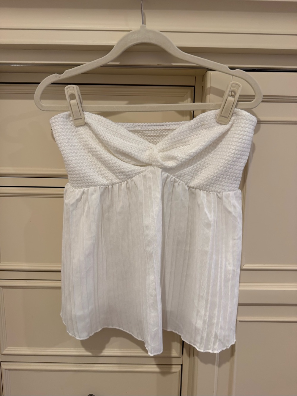White Strapless Twist-Front Top